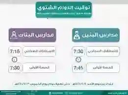  مواعيد الدوام الشتوي لطلاب المدارس وأول يوم لتطبيق الدوام الشتوي